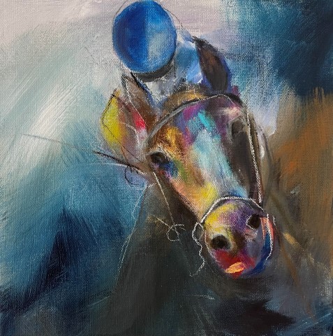 sport, horse racing, Mustang II, Acrylic on canvas, SGD 150, painting, Megha Nema